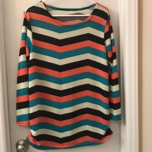 Chevron Striped Sweater with gathered sides